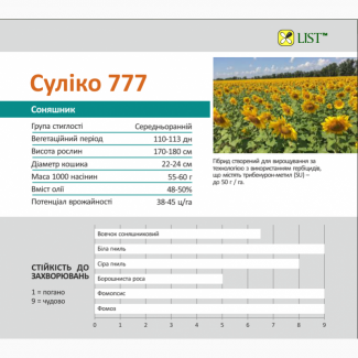 Семена подсолнечника Сулико 777