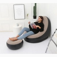Надувной диван с пуфом Air Sofa Comfort Надувное велюровое кресло с пуфиком