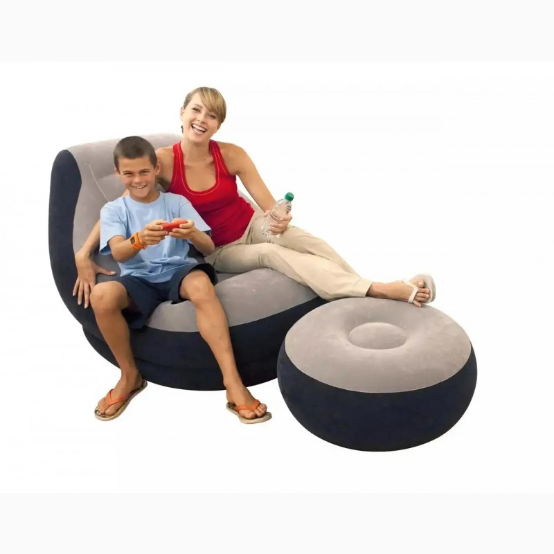 Фото 5. Надувной диван с пуфом Air Sofa Comfort Надувное велюровое кресло с пуфиком