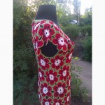 Вязаное крючком авторское платье из красивых цветочных орнаментов, в наличии и под заказ