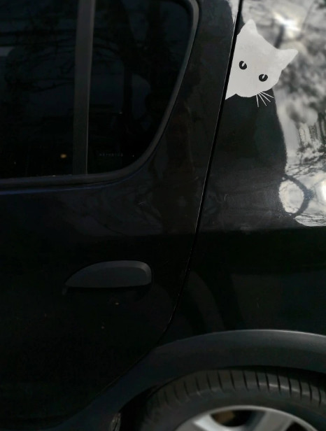 Фото 7. Наклейка на авто Кот на авто Белая светоотражающая