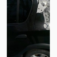 Наклейка на авто Кот на авто Белая светоотражающая