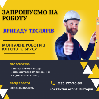 Запрошуємо на роботу тесляра