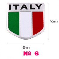 Наклейка на авто или мото Флаг 6 Италии Алюминиевая