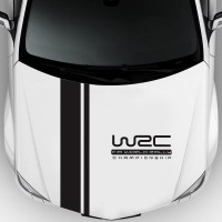 Наклейка на капот авто две полосы +WRC Чёрная