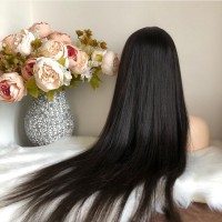 Парик натуральный на сетке 96 - качественный парик как славянский волос длинный чёрный