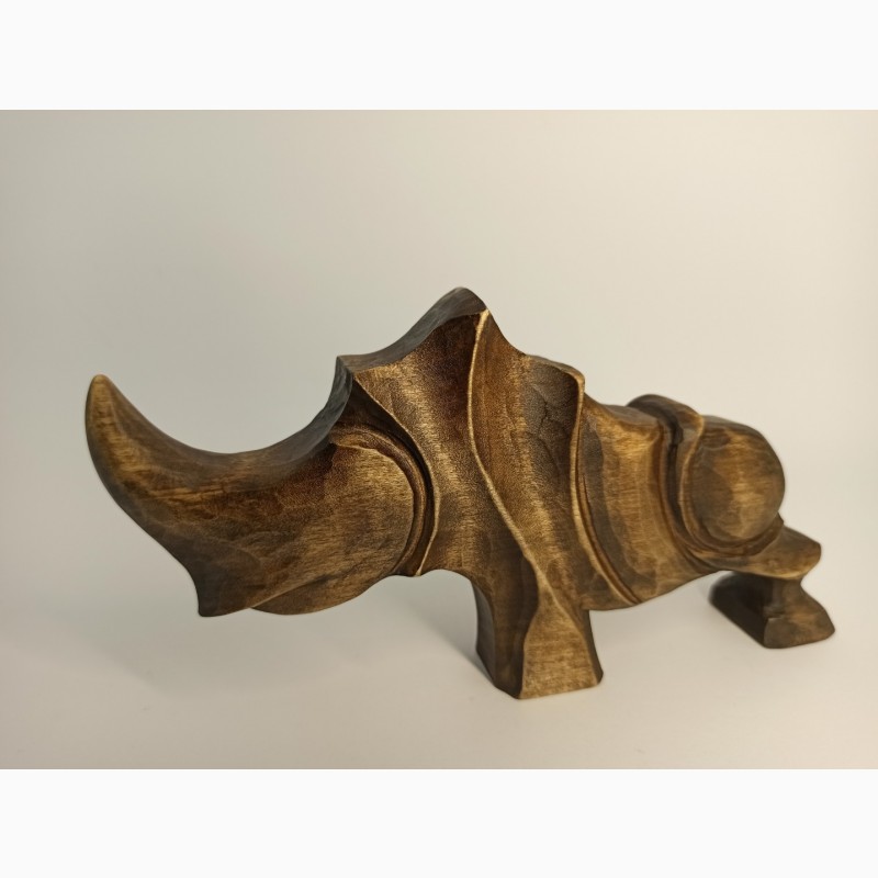 Фото 2. Скульптура носорога з дерева 10 см, сучасна абстрактна статуетка, оригінальний подарунок