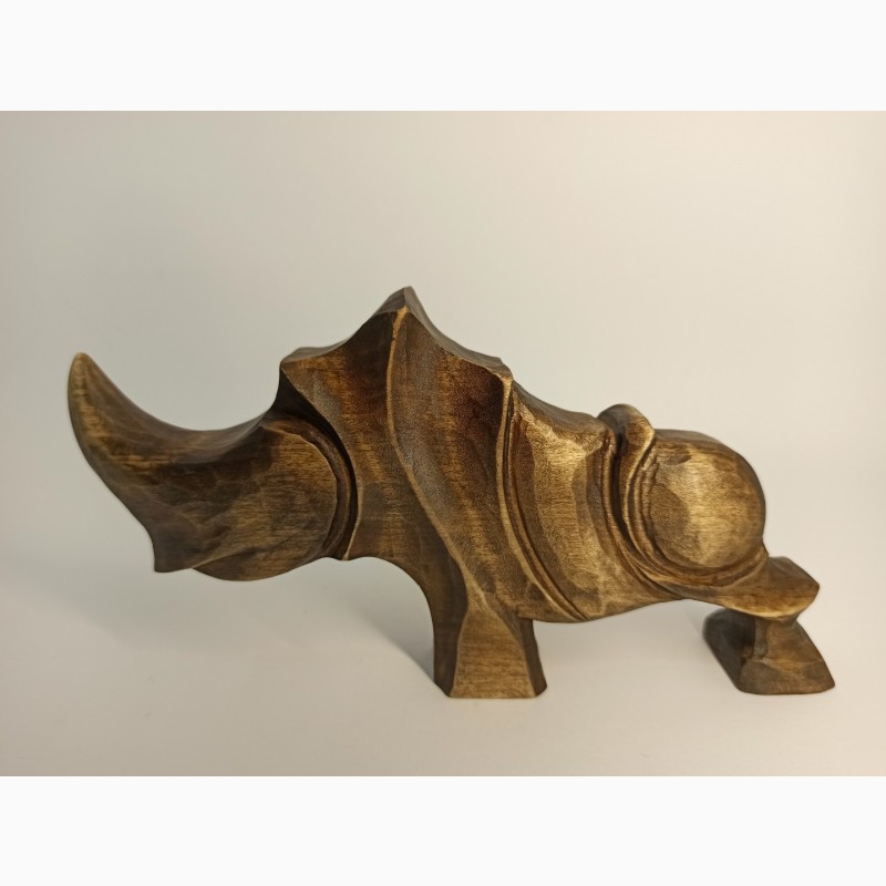Фото 3. Скульптура носорога з дерева 10 см, сучасна абстрактна статуетка, оригінальний подарунок