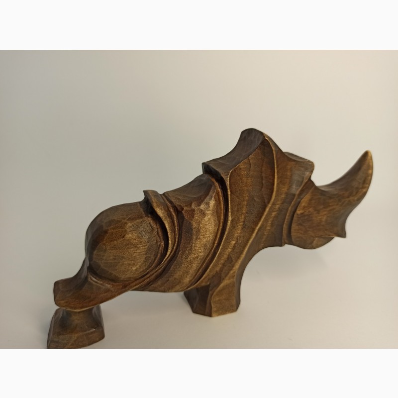 Фото 5. Скульптура носорога з дерева 10 см, сучасна абстрактна статуетка, оригінальний подарунок