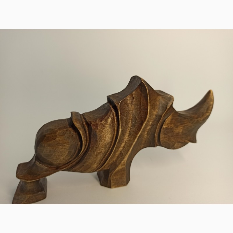 Фото 6. Скульптура носорога з дерева 10 см, сучасна абстрактна статуетка, оригінальний подарунок