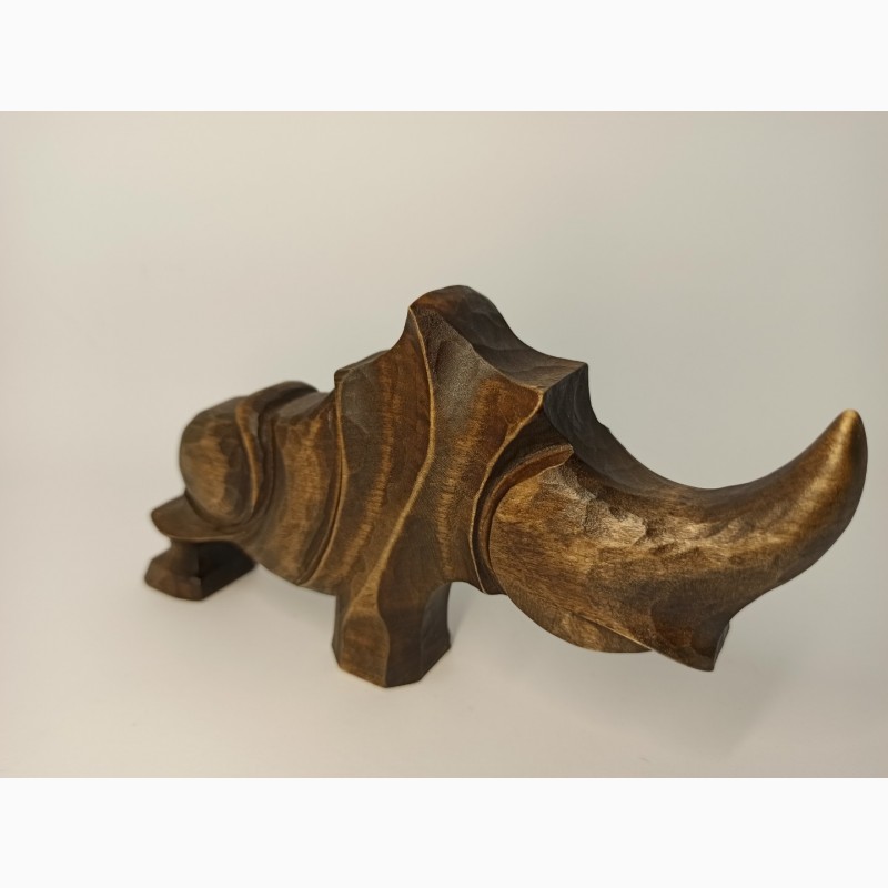 Фото 9. Скульптура носорога з дерева 10 см, сучасна абстрактна статуетка, оригінальний подарунок