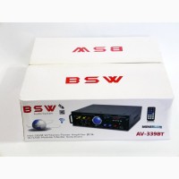 Мощный домашний усилитель звука BSW AV-339BT + USB + КАРАОКЕ 2микрофона Bluetooth