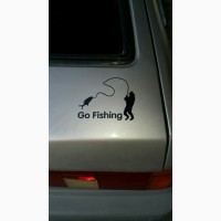 Наклейка на авто На рыбалку Черная Тюнинг авто