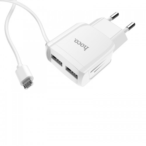 Фото 3. Зарядное устройство HOCO C59A Mega joy со встроенным кабелем micro USB Белый