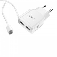 Зарядное устройство HOCO C59A Mega joy со встроенным кабелем micro USB Белый
