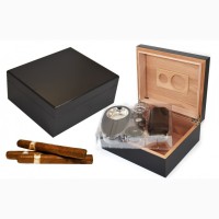 Хьюмидоры кедровые с набором: пепельница, гильотина, футляр для сигар