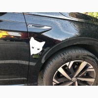Наклейка на авто Кот на авто Чёрная, Белая светоотражающая