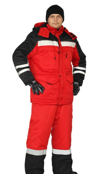 Фото 4. Костюм рабочий зимний Зимник куртка и полукомбинезон красный с черным