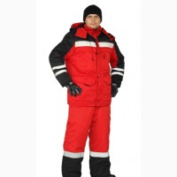 Костюм рабочий зимний Зимник куртка и полукомбинезон красный с черным