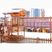Детские деревянные игровые домики, площадки и комплексы